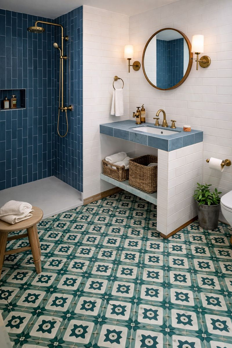 Baño suelo hidráulico para campo rústico