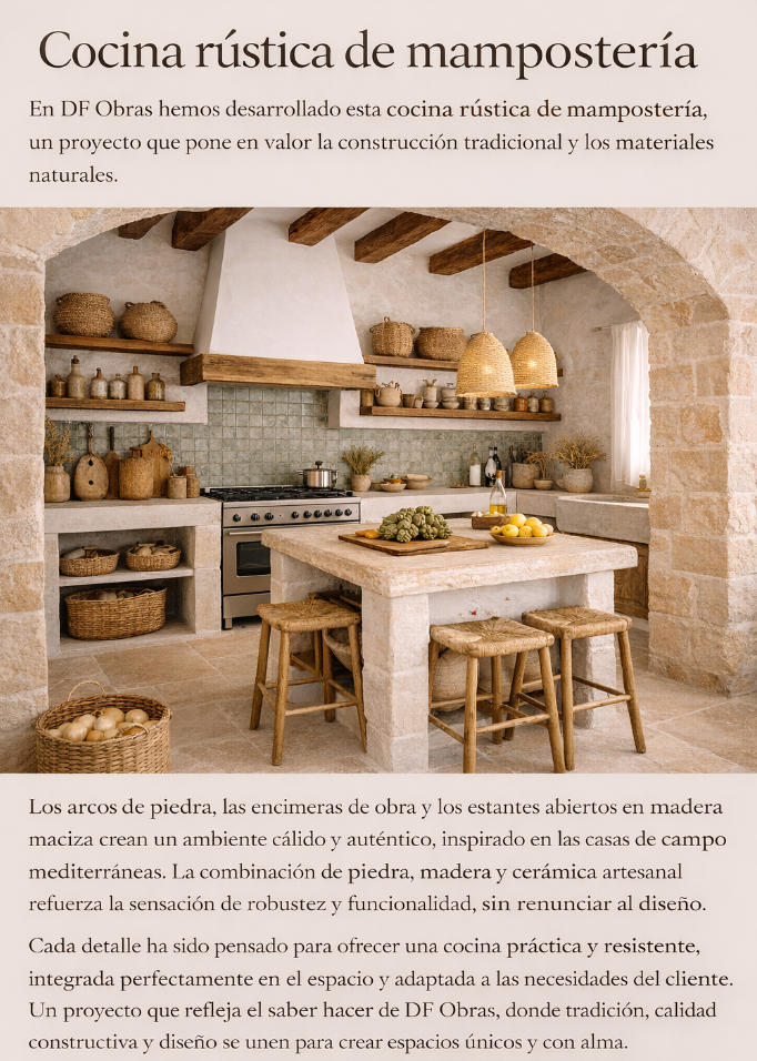 Cocina rústica de mampostería